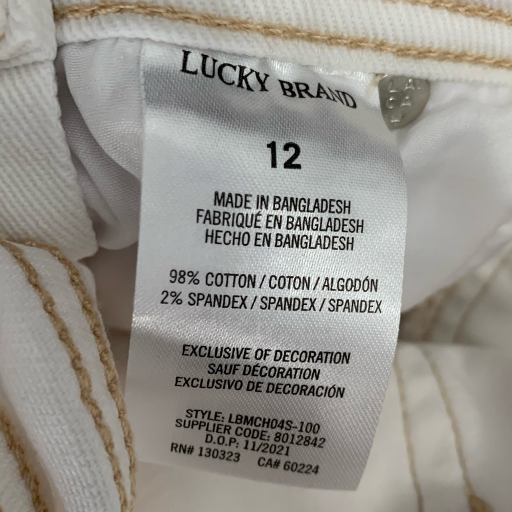Lucky Brand Distressed Cotton Denim Shortalls - Picture 5 of 6